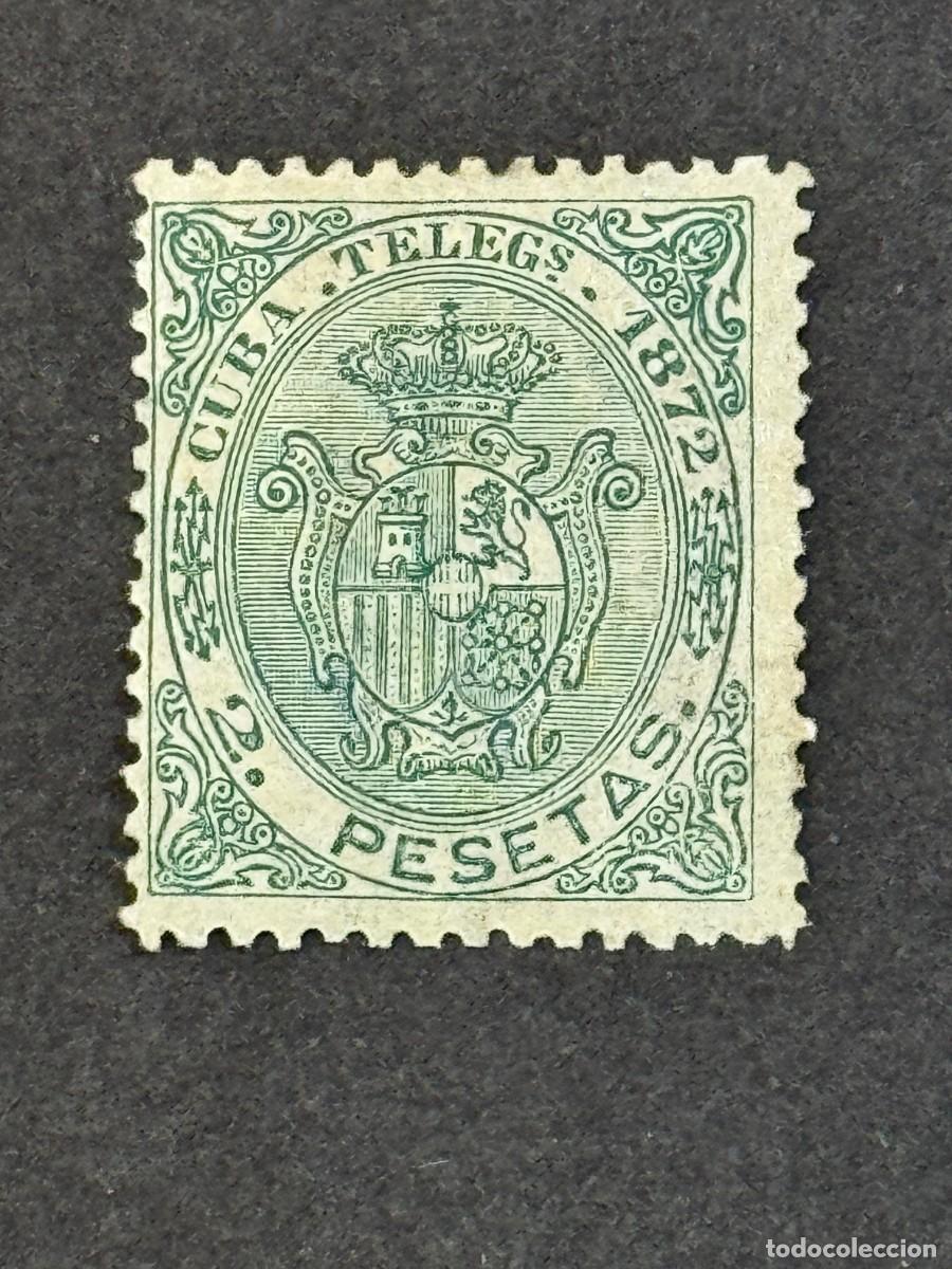 Sellos: Cuba, Escudo de Espa&ntilde;a, Cruz de Saboya, 1872, Telegrafos, Edifil 23, nuevo sin goma