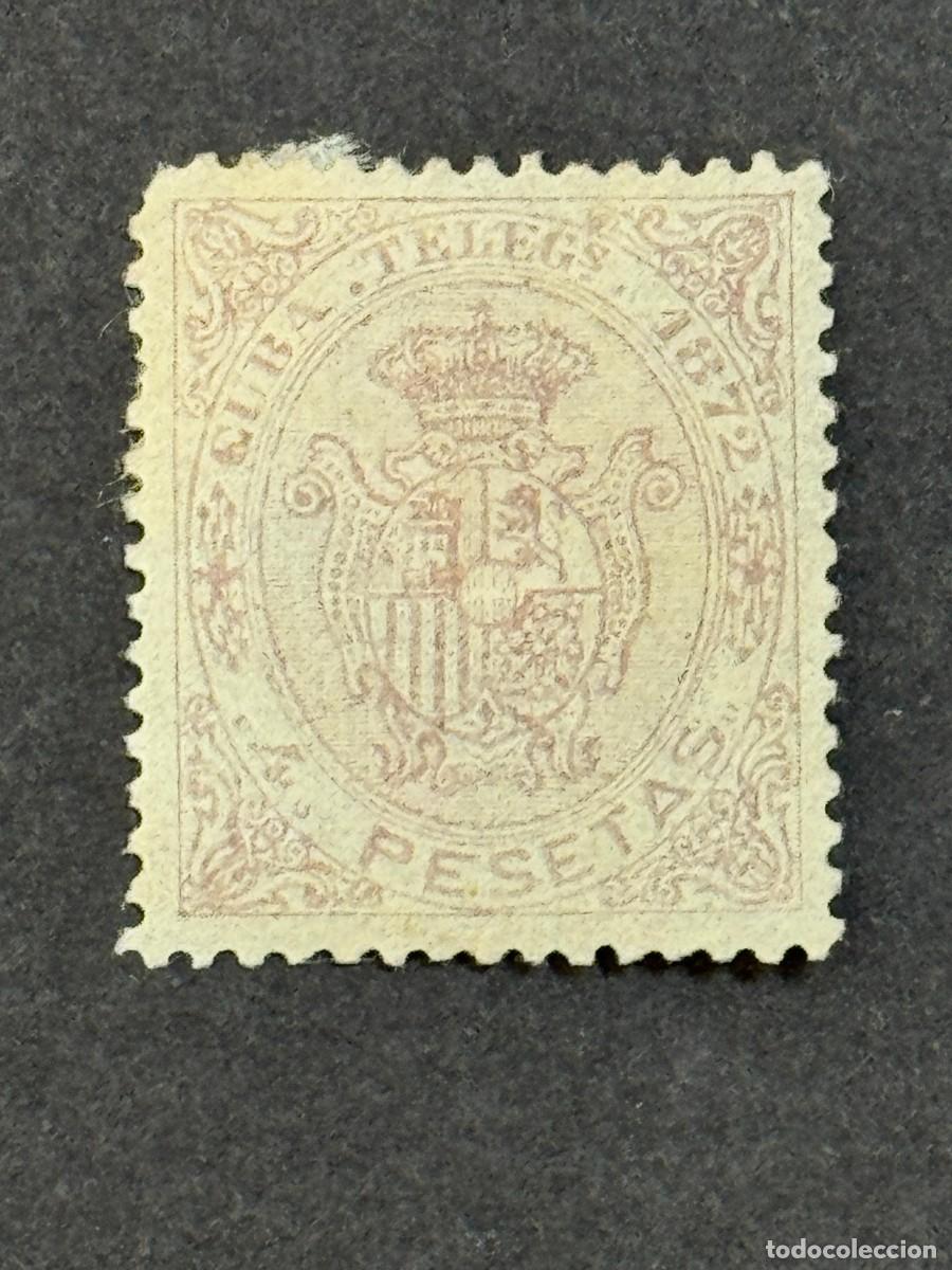 Sellos: Cuba, Escudo de Espa&ntilde;a, Cruz de Saboya, 1872, Telegrafos, Edifil 24, nuevo con fijasellos