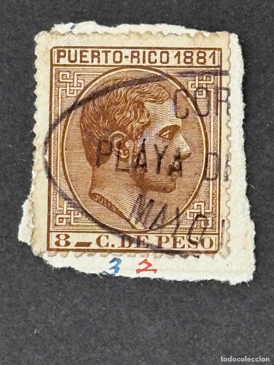 Briefmarken: Puerto Rico, Alfonso XII, 1881, Edifil 52, usado, sobre fragmento de papel