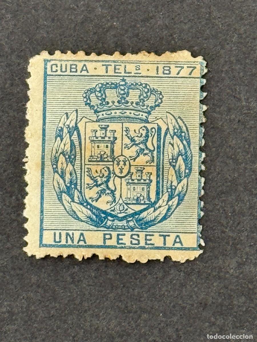 Sellos: Cuba, Escudo de Espa&ntilde;a. Corona real. Tel&eacute;grafos, 1877, Edifil 38, nuevo sin goma