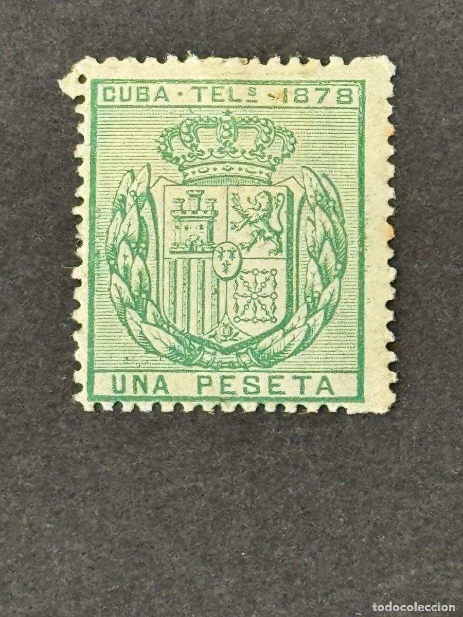 Sellos: Cuba, Escudo de Espa&ntilde;a. Tel&eacute;grafos, 1878, Edifil 43, nuevo sin goma