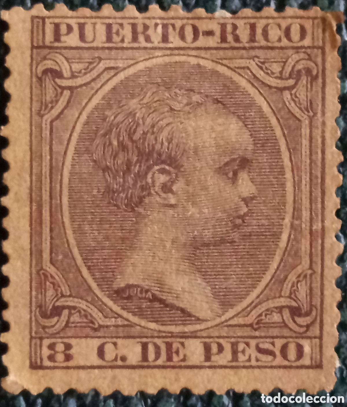 Briefmarken: Puerto Rico Ultramar Espa&ntilde;ol 1890-97 Alfonso XIII &rdquo;Pel&oacute;n&rdquo; 8c - Edifil #107
