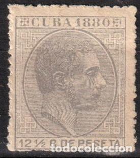 Sellos: Cuba Espa&ntilde;ola edf n&ordm;58 Gris 12 1/2 c.Sello nuevo sin fijasellos MNH.Alfonso XII 1880