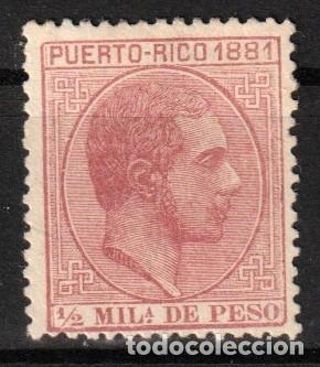 Sellos: Puerto Rico Espa&ntilde;ol edf n&ordm;42 Carmin 1/2 m.Sello nuevo con leve charnela MH.1881