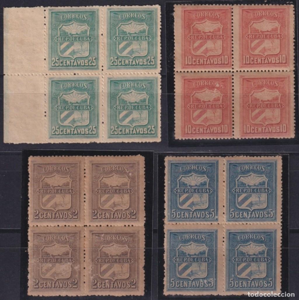 Selos: 1896-330 CUBA SPAIN MH &ndash; 25c NO GUM 1896 CORREO MAMBI COMPLETE SET BLOCK4.
