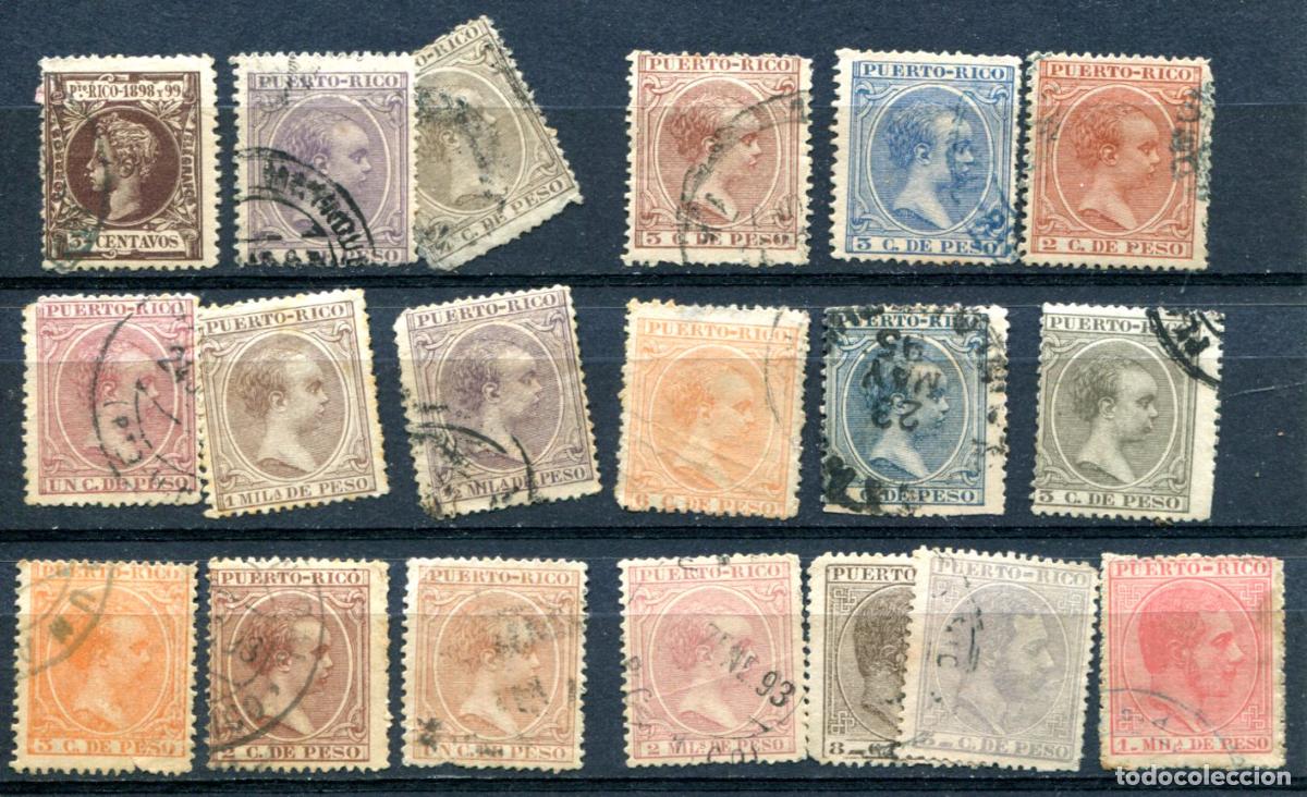 Sellos: 19 sellos diferentes de Puerto Rico. Usados. Ver descripci&oacute;n