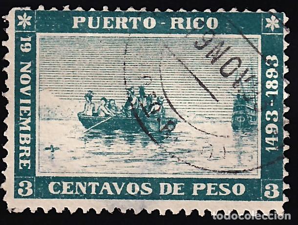 Sellos: PUERTO RICO, 1893 EDIFIL N&ordm; 101, 3 ct. verde oscuro [Tipo XII.]