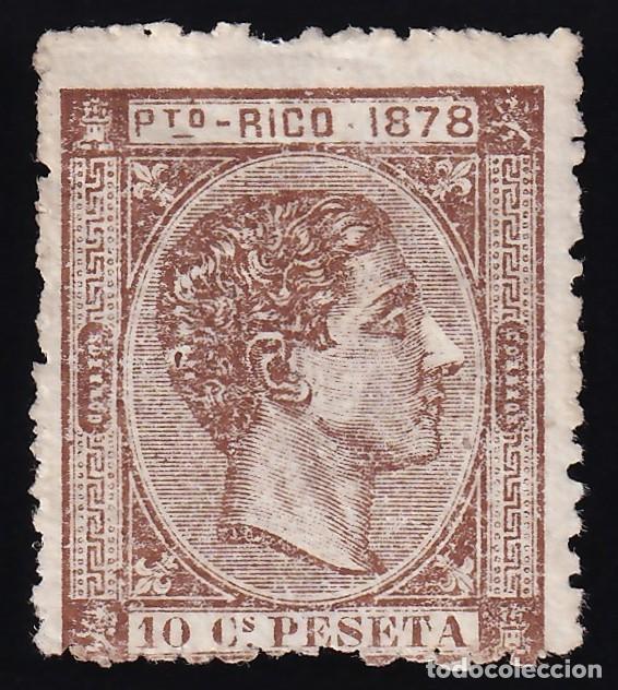 Sellos: Puerto Rico, 1878 EDIFIL N&ordm; 19 (*), 10 c. casta&ntilde;o rojizo