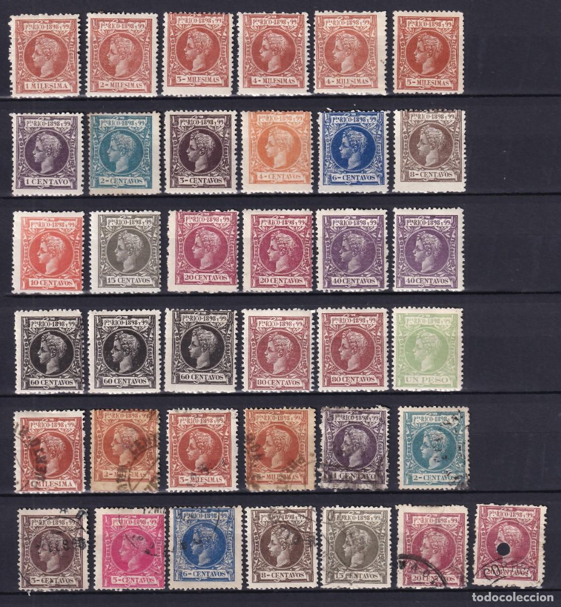 Sellos: Puerto Rico, 1898 Distintos valores, Alfonso XIII. [nuevos y usados]