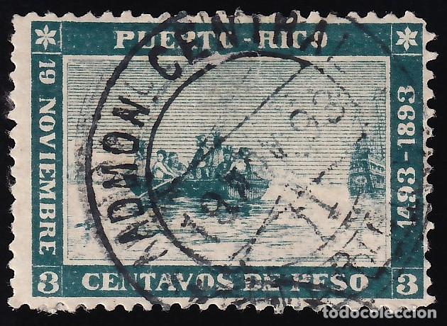 Sellos: PUERTO RICO, 1893 EDIFIL N&ordm; 101, 3 ct. verde oscuro, [Tipo VIII.]