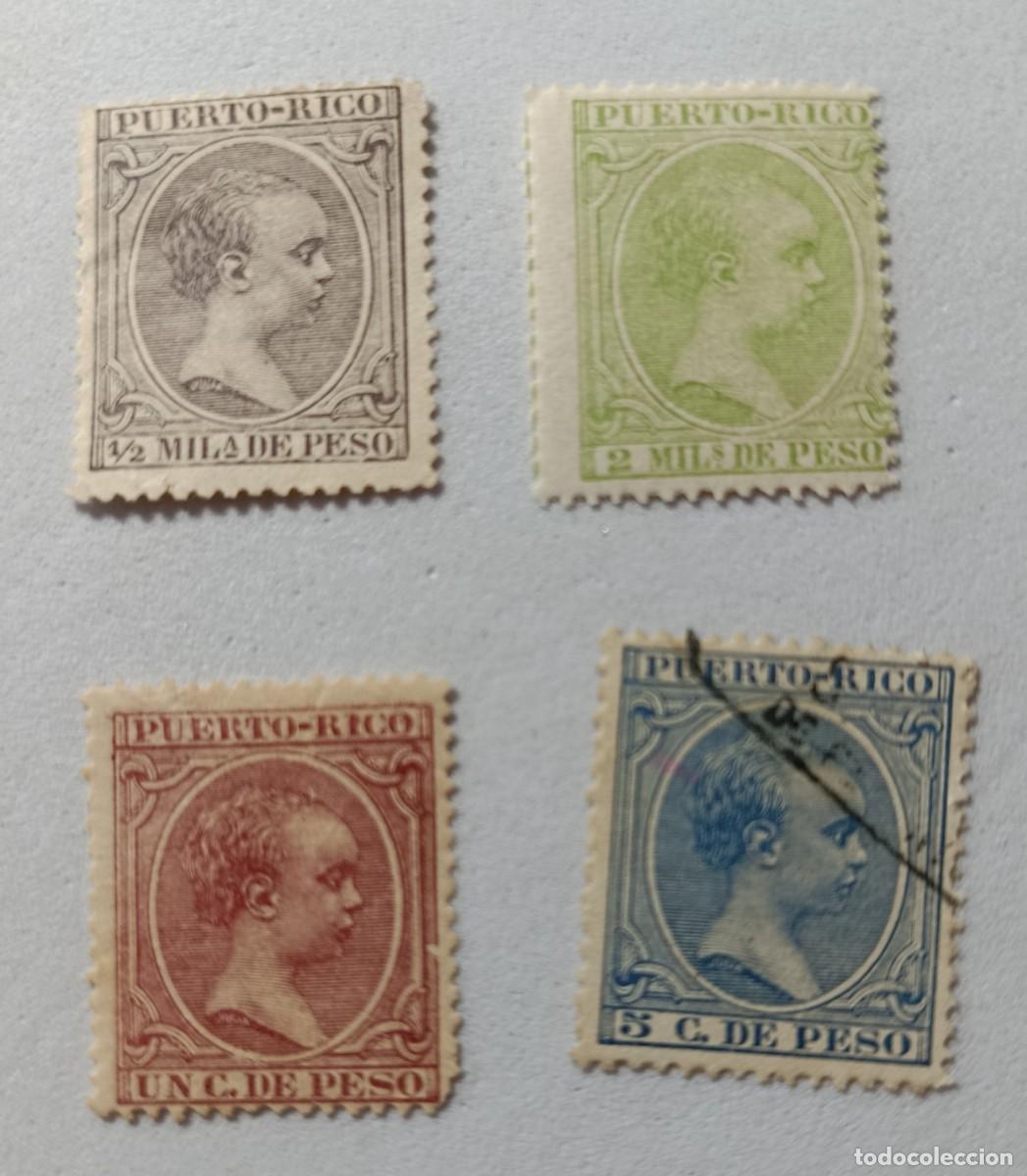 Sellos: Sellos excolonias espa&ntilde;olas Puerto Rico 1896-1897, edifil 115, 117, 119, 124.