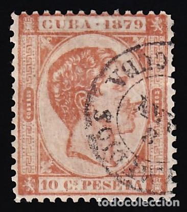 Sellos: CUBA, 1879 EDIFIL N&ordm; 51, 10 c. ocre anaranjado