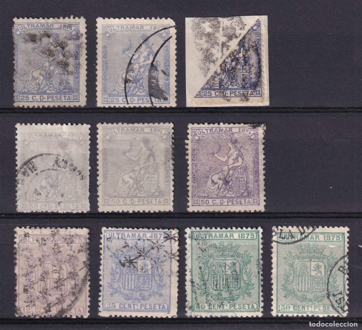 Sellos: CUBA, 1873-1875 Distintos valores,