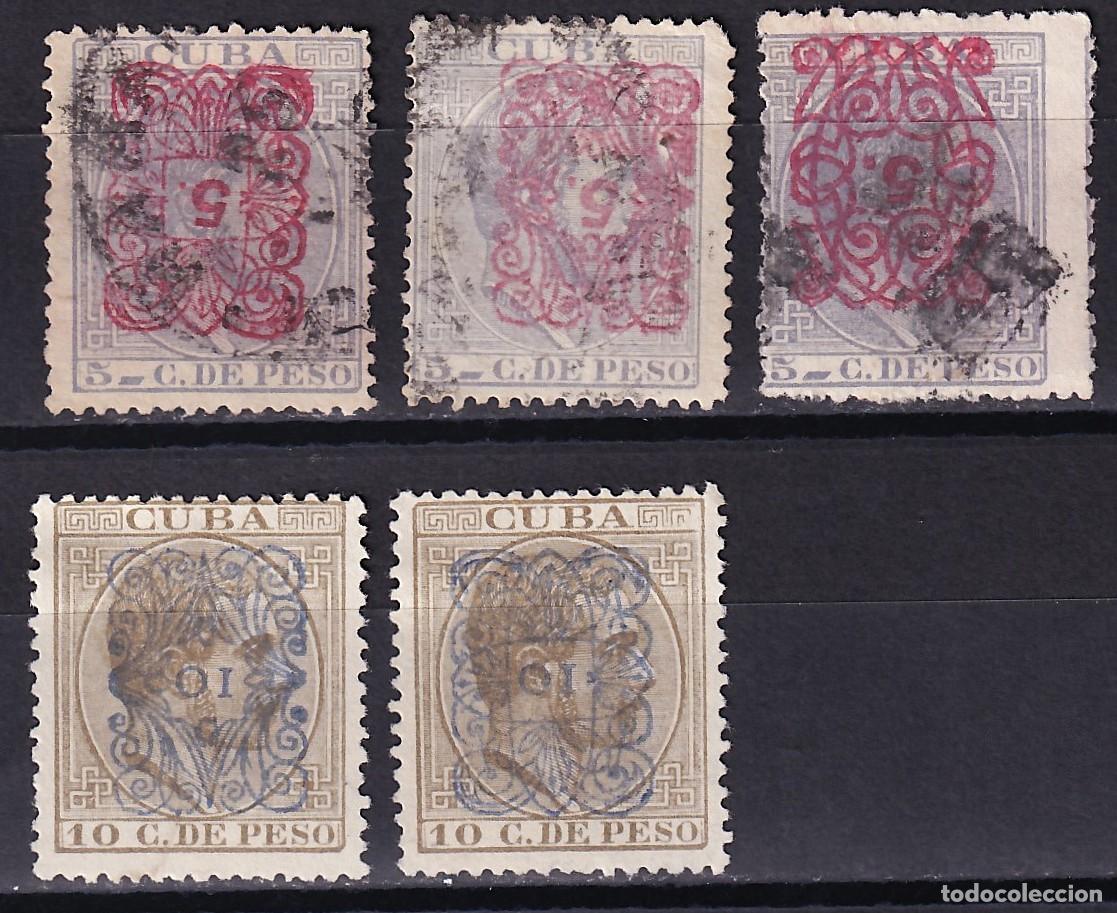 Sellos: CUBA, 1883 Distintos valores, [Habilitaci&oacute;n invertida.]