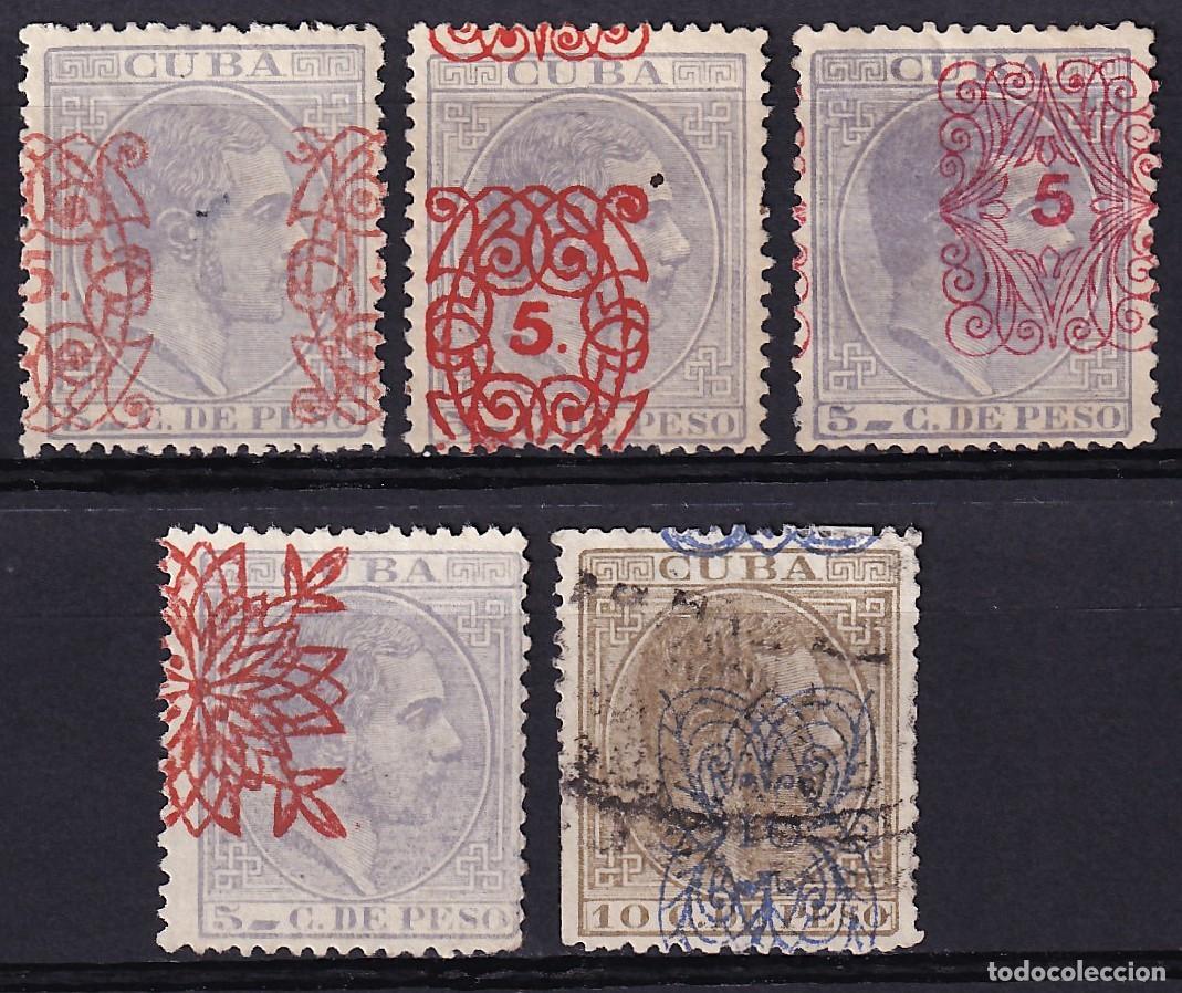 Sellos: CUBA, 1883 Distintos valores, [Habilitaci&oacute;n invertida.]