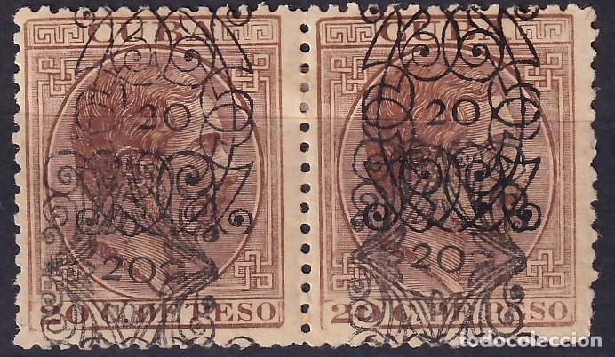 Sellos: CUBA, 1883 EDIFIL N&ordm; 79hhx /*/, [Pareja, Doble sobrecarga, Ambas diferentes. Tipo B+C]