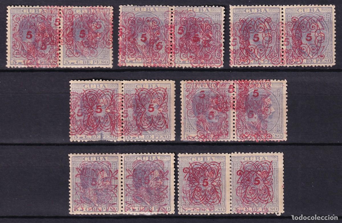 Sellos: CUBA, 1883 Distintos valores /*/, [Parejas, Doble sobrecargas.]