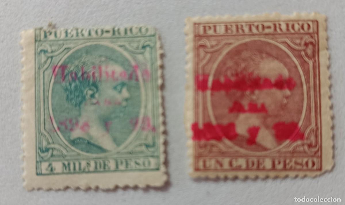 Sellos: Sellos excolonia espa&ntilde;ola Puesto Rico 1898, Habilitado para 1898 y 99, edifil 153 y 154.
