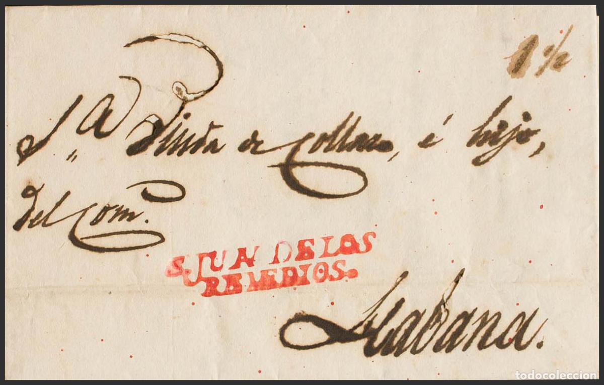 Briefmarken: Ex-colonias Espa&ntilde;olas. Cuba. SOBRE 1837. REMEDIOS a LA HABANA. Marca S. JUAN DE LOS / REMEDIOS (P.E.