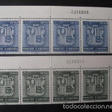 Sellos: ANDORRA,1972,EDIFIL 155-156**,ESCUDO ANDORRA,TIRA 4,NUEVOS,GOMA,SIN FIJASELLOS,BORDE HOJA,( LOTE RY)