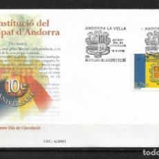 Sellos: ANDORRA ESPAÑOLA 2003 SOBRE PRIMER DIA - 192