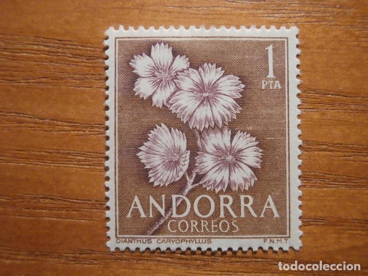 Sellos: SELLO - ANDORRA CORREO ESPA&Ntilde;OL - EDIFIL 69 - 1966 - 1 PTA Casta&ntilde;o - Tipos diversos - Flores