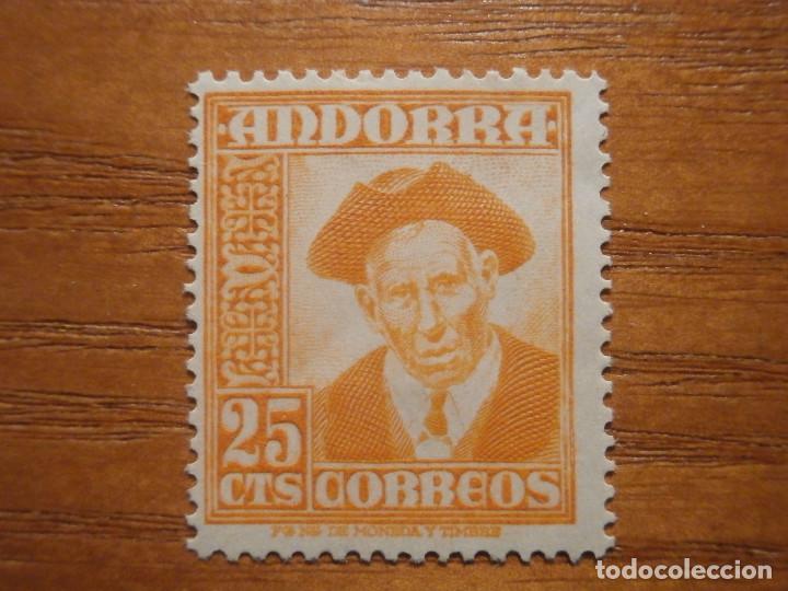 Sellos: SELLO - ANDORRA CORREO ESPA&Ntilde;OL - EDIFIL 49 - 1948 - 25 CTS Naranja - Edelweis