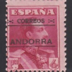 Sellos: ANDORRA ESPAÑOLA, 1928 EDIFIL Nº 11 /*/, 4 PTS CARMÍN VIOLETA. Lote 362223065