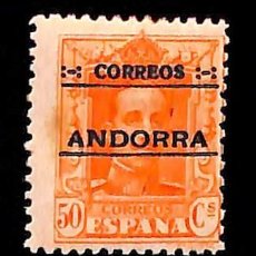 Sellos: ANDORRA ESPAÑOLA, 1928 EDIFIL Nº 9 /*/, 50 C. NARANJA. Lote 363541025