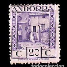 Sellos: ANDORRA ESPAÑOLA, 1929 EDIFIL Nº 19 /*/, 20 C. VIOLETA, NÚMERO DE CONTROL AL DORSO.. Lote 363551800