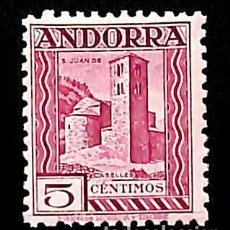 Sellos: ANDORRA ESPAÑOLA, 1931 EDIFIL Nº 16D /*/, 5 C. LILA [DT. 11½], NÚMERO DE CONTROL AL DORSO.. Lote 363579860