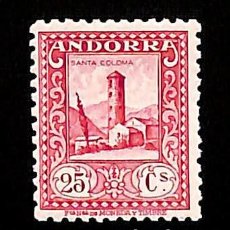 Sellos: ANDORRA ESPAÑOLA, 1931 EDIFIL Nº 20D /*/, 25 C. ROSA [DT. 11½], NÚMERO DE CONTROL AL DORSO.. Lote 363584835