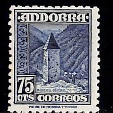 Sellos: ANDORRA, 1948-53 EDIFIL Nº 52 /**/, 75 C. AZUL OSCURO, SIN FIJASELLOS. Lote 364130721