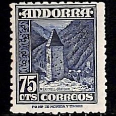 Sellos: ANDORRA, 1948-53 EDIFIL Nº 52 /**/, 75 C. AZUL OSCURO, SIN FIJASELLOS. Lote 364130741