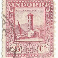 Sellos: ❤️ SELLO DE ANDORRA: SANTA COLOMA, 1937, 25 CÉNTIMO ESPAÑOL ❤️