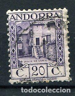 Sellos: Edifil 34 de Andorra. 20 cts paisajes, sin n&uacute;mero control. Usado
