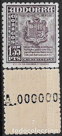 Sellos: ANDORRA ESPA&Ntilde;OLA 1948 Tipos Diversos , EDIFIL n&ordm; 55 * * numeraci&oacute;n ceros