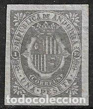 Sellos: ANDORRA ESPA&Ntilde;OLA 1875 Escudo de Andorra, EDIFIL n&ordm; NE9s (*)