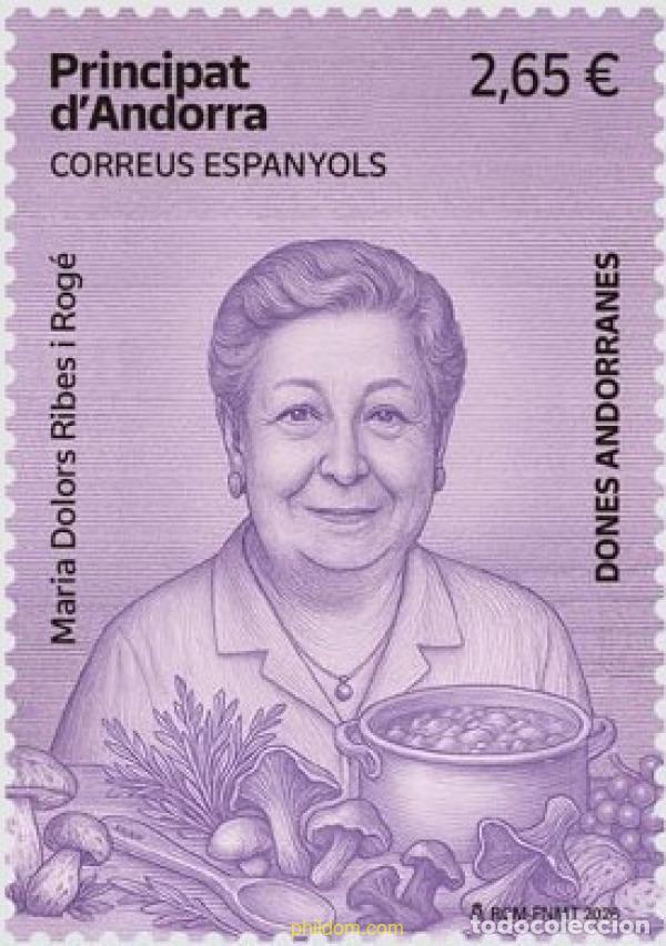 Sellos: 782169 MNH ANDORRA. Adm&oacute;n espa&ntilde;ola 2026 DONES ANDORRANES. MARIA DOLORS RIBES I ROG&eacute;.