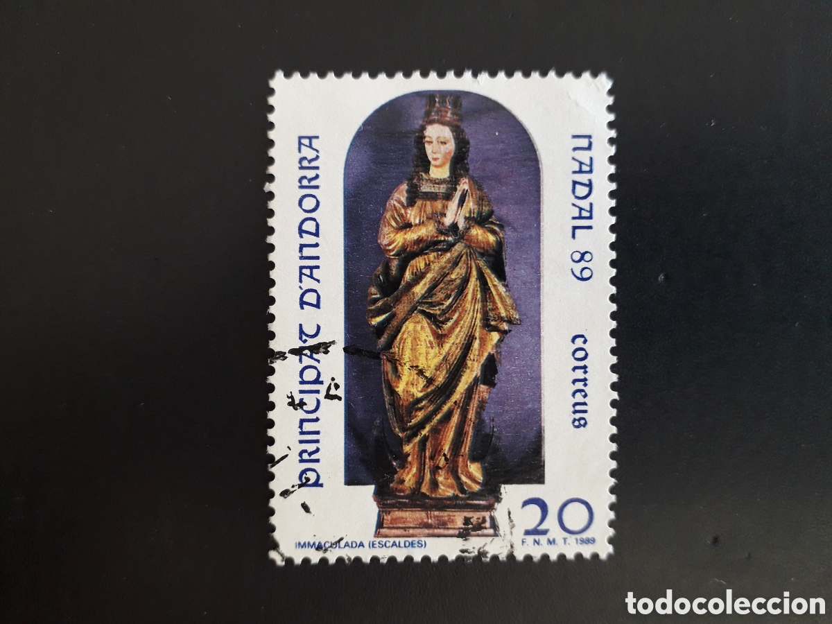 Sellos: ANDORRA ESPA&Ntilde;OLA EDIFIL 217 SERIE CTA USADA 1989 NAVIDAD INMACULADA CONCEPCI&Oacute;N PEDIDO M&Iacute;NIMO 3&euro;