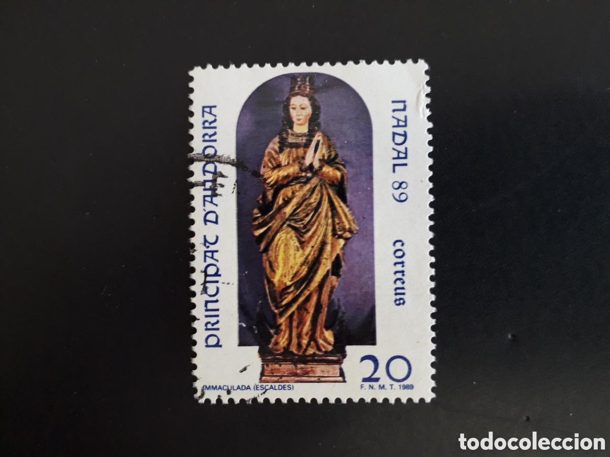 Sellos: ANDORRA ESPA&Ntilde;OLA EDIFIL 217 SERIE CTA USADA 1989 NAVIDAD INMACULADA CONCEPCI&Oacute;N PEDIDO M&Iacute;NIMO 3&euro;