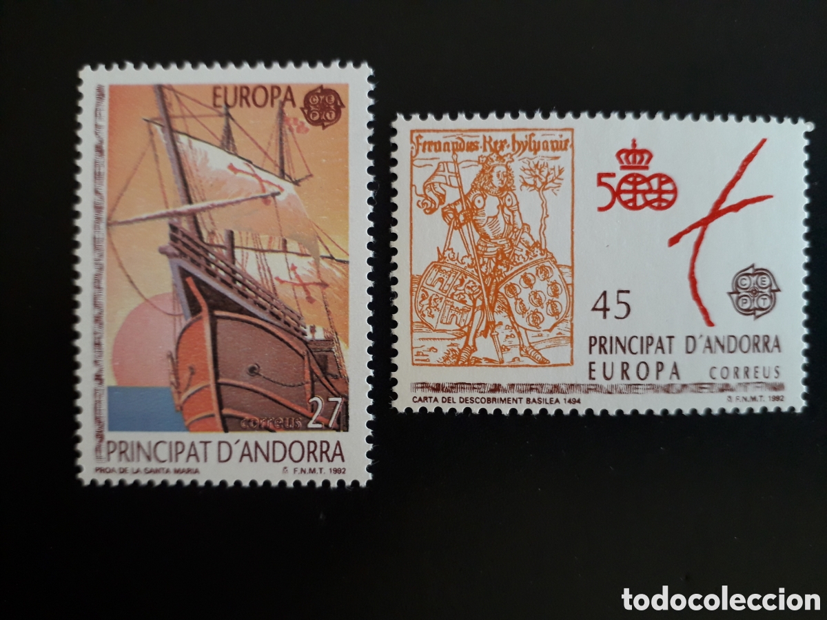 Sellos: ANDORRA ESPA&Ntilde;OLA EDIFIL 230/1 SERIE CTA NUEVA *** 1992 EUROPA DESCUBRIMIENTO AM&Eacute;RICA PEDIDO M&Iacute;NIM 3&euro;