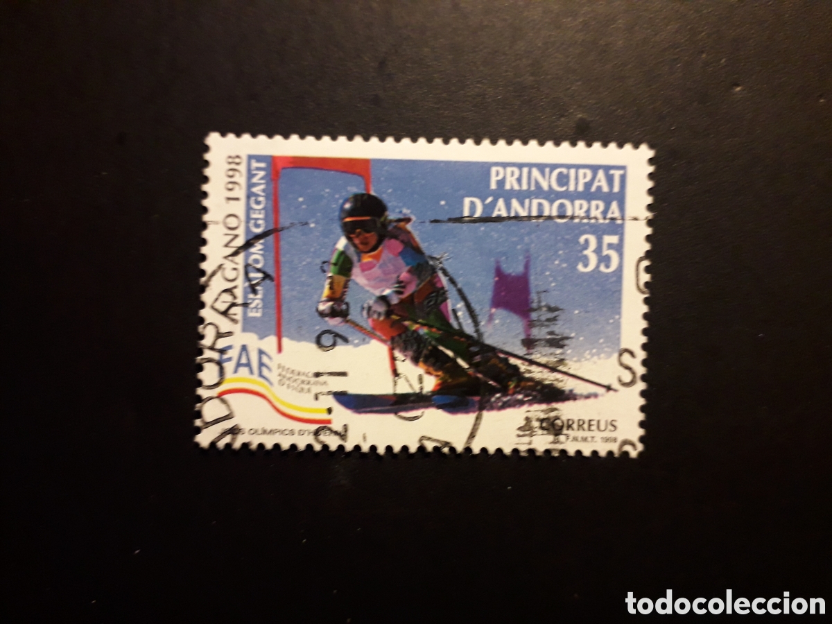 Sellos: ANDORRA ESPA&Ntilde;OLA EDIFIL 261 SERIE CTA USADA 1998 DEPORTES OLIMPIADA NAGANO, ESQU&Iacute; PEDIDO M&Iacute;NIMO 3&euro;