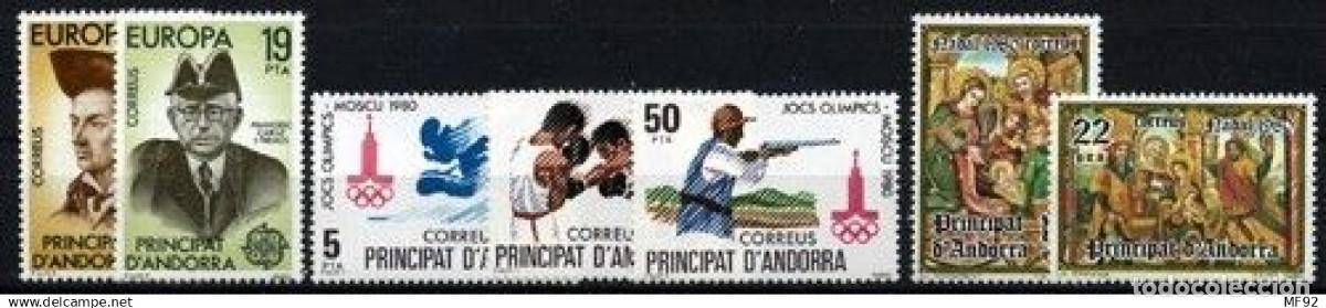 Sellos: Andorra espa&ntilde;ola. A&ntilde;o Completo 1980