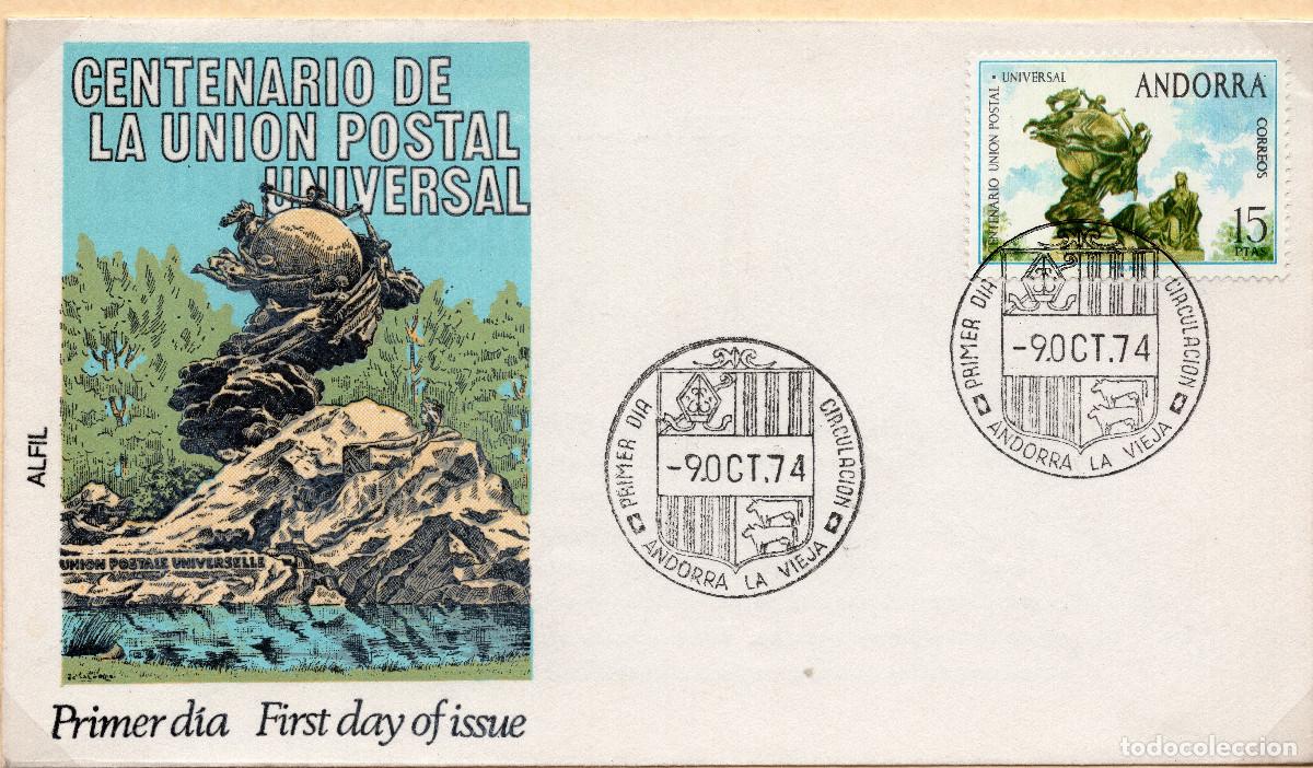 Sellos: ANDORRA ESPA&Ntilde;OLA 1974 CARTA FDC MICHEL AD-ES 92