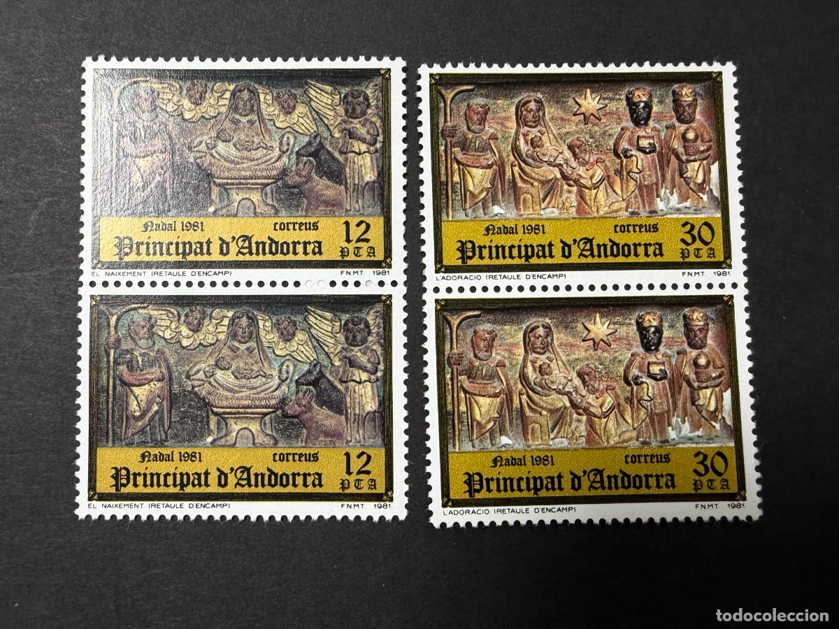 Sellos: ANDORRA ESPA&Ntilde;OLA, 1981. EDIFIL 144/45. NAVIDAD. NUEVOS. SIN FIJASELLOS. BLOQUE DE 2
