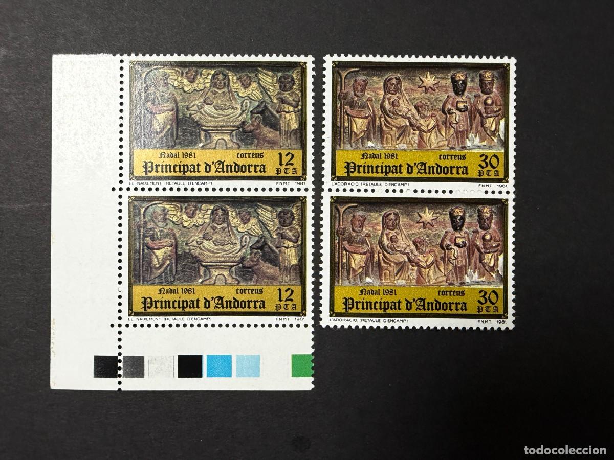 Sellos: ANDORRA ESPA&Ntilde;OLA, 1981. EDIFIL 144/45. NAVIDAD. NUEVOS. SIN FIJASELLOS. BLOQUE DE 2