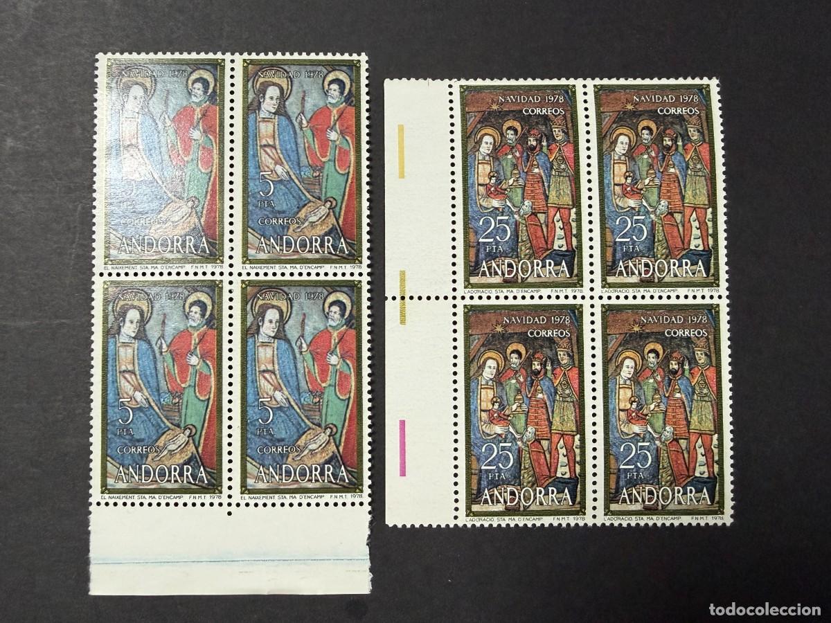 Sellos: ANDORRA ESPA&Ntilde;OLA, 1978. EDIFIL 120/21. NAVIDAD. NUEVOS. SIN FIJASELLOS. BLOQUE DE 4