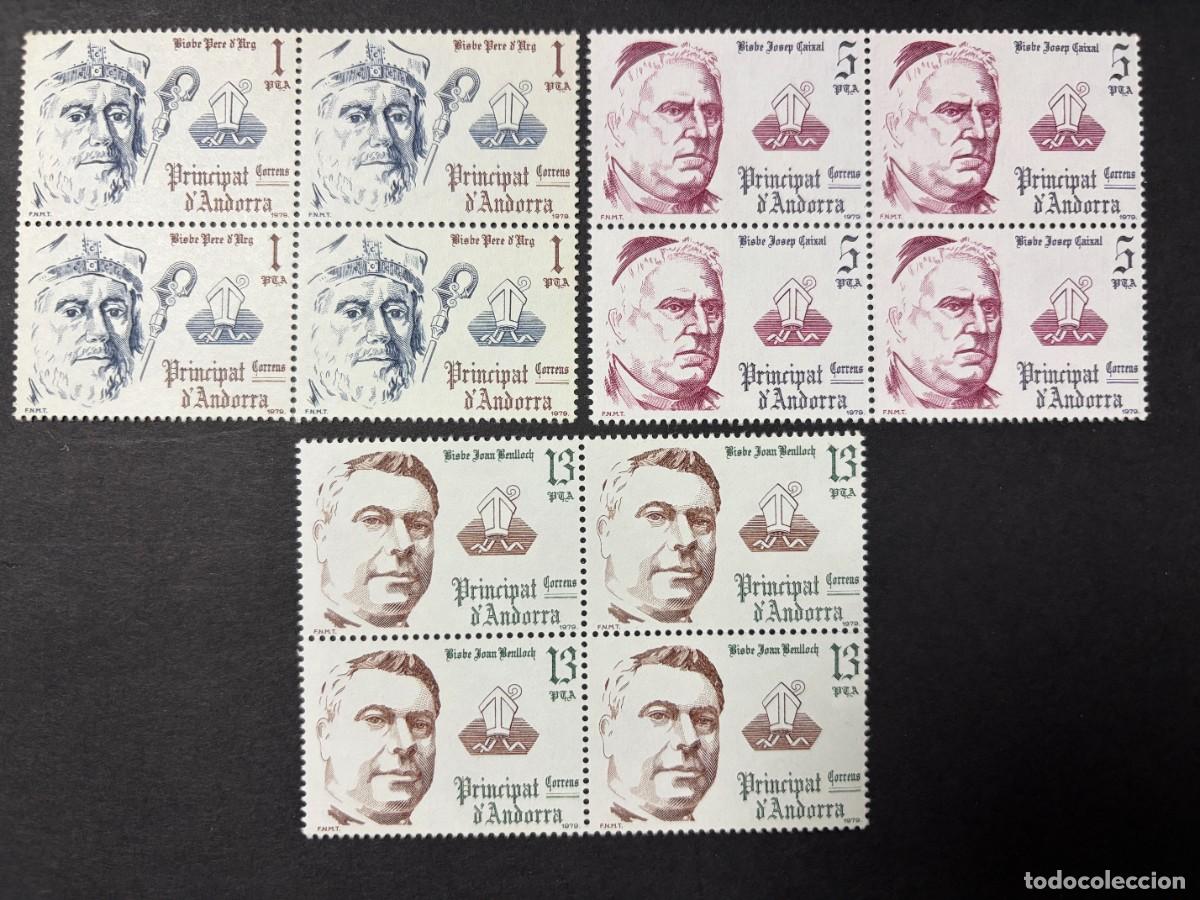 Sellos: ANDORRA ESPA&Ntilde;OLA, 1979. EDIFIL 130/32.COPR&Iacute;NCIPES EPISCOPALES. NUEVOS. SIN FIJASELLOS. BLOQUE 4