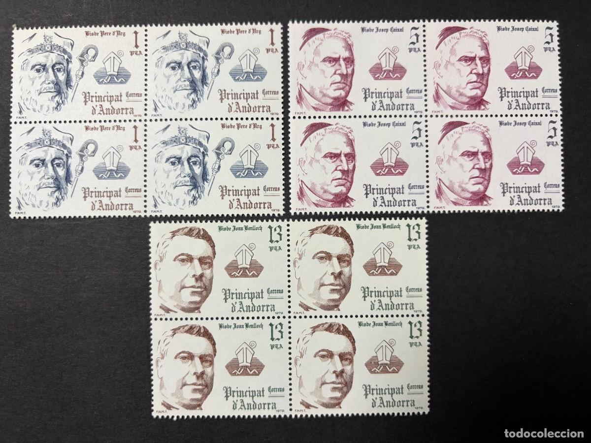 Sellos: ANDORRA ESPA&Ntilde;OLA, 1979. EDIFIL 130/32.COPR&Iacute;NCIPES EPISCOPALES. NUEVOS. SIN FIJASELLOS. BLOQUE 4